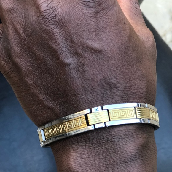 NW Yellow Gold over Stainless Steel bracelet, 8” L - Picture 7 of 7